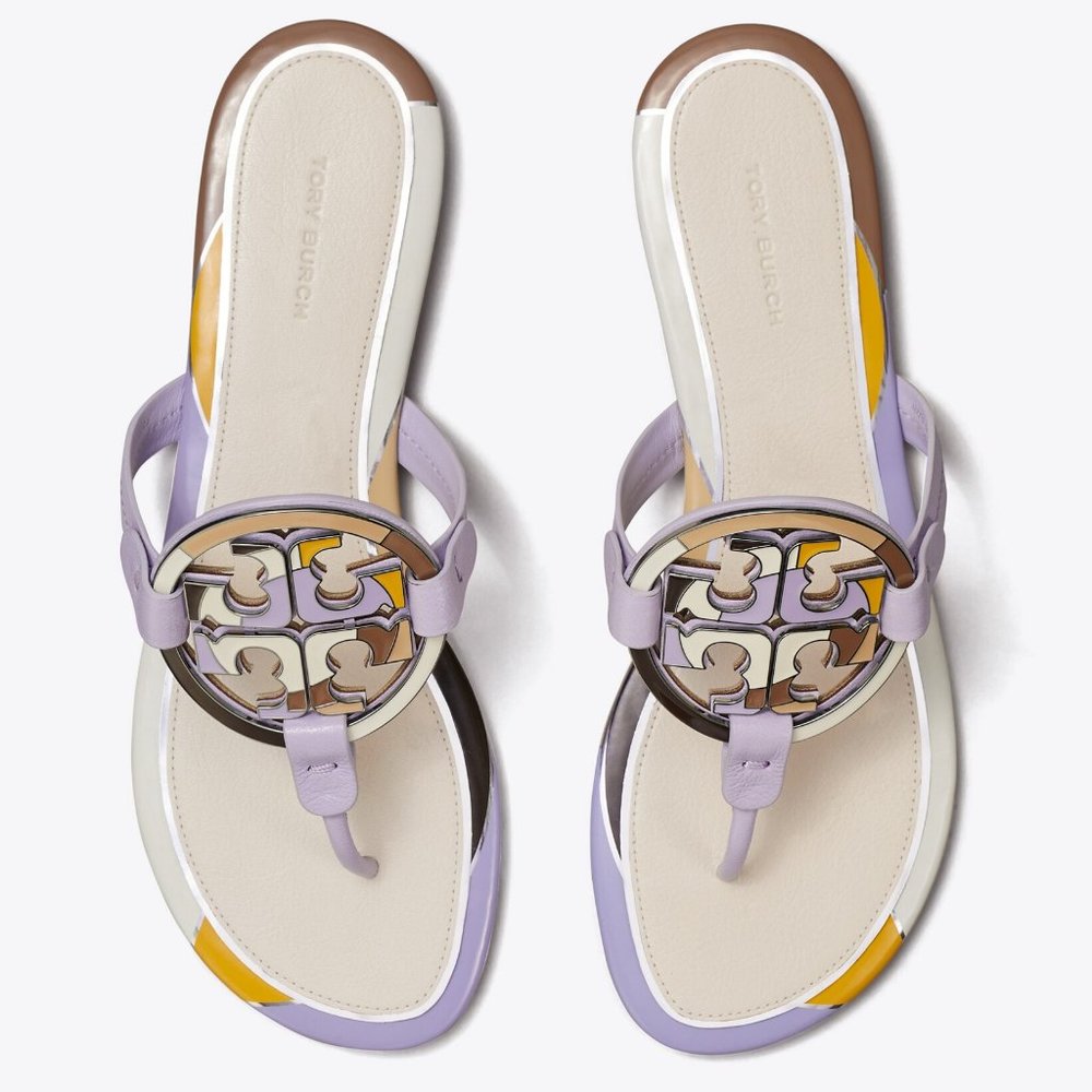 Tory Burch $258 MILLER ENAMEL LOGO SANDAL Spring Lavender Lilac